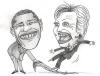 Cartoon: clinton and obama (small) by illustrita tagged cartoon caricature election usa amerika obama clinton frau mann beziehung black white man woman triumph change