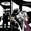 Cartoon: Richard Diamond-Barber Shop Case (small) by illustrita tagged man,mann,woman,frau,gun,waffe
