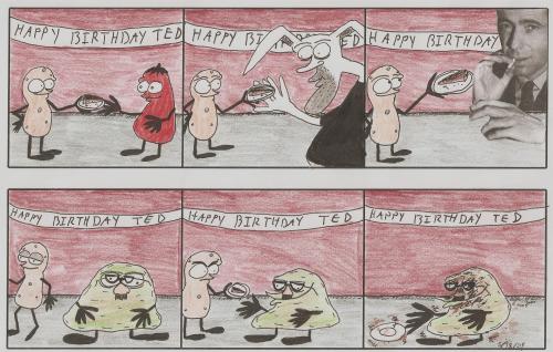 Cartoon: A La Carte (medium) by calebgustafson tagged cake,party,mask