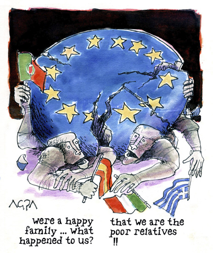 Cartoon: Euro family (medium) by AGRA tagged economics,crisis,recession
