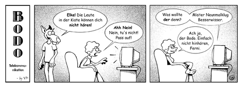 Cartoon: BODO - Telekommunikation (medium) by volkertoons tagged volkertoons,cartoon,comic,strip,bodo,ratte,rat,fernsehen,television,tv,telekommunikation,kommunikation,communication,beziehung,relationship