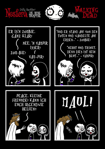 Cartoon: NOSFERA - Walking Dead - deutsch (medium) by volkertoons tagged nosfera,böse,vampöse,vicious,vampiress,vampir,vampire,vampires,zombie,zombies,tot,untot,dead,undead,jesus,christus,glaube,glauben,belief,believe,gothic