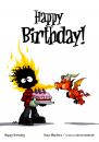 Cartoon: Happy Birthday (small) by volkertoons tagged volkertoons,cartoon,humor,greeting,cards,grußkarten,grußkarte,happy,birthday,geburtstag,geburtstagskarte,zombie,dragon,horror,fantasy,drache,gothic,anniversary,halloween,creepy,creeps