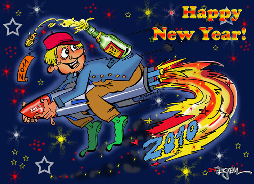 Cartoon: Happy New Year (medium) by cartoonist_egon tagged silvester,jahreswechsel,feuerwerk,boom
