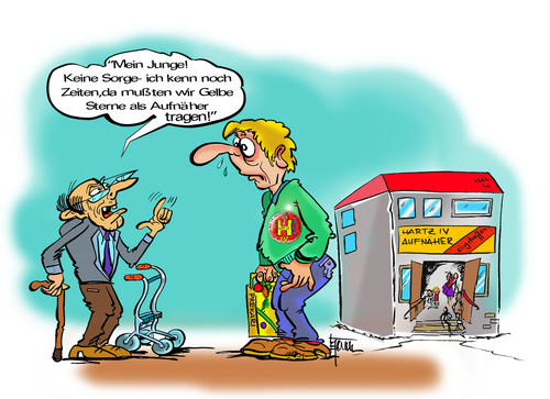 Cartoon: Hartz IV Aufnäher eingetroffen! (medium) by cartoonist_egon tagged sgb,ii,aufnäher,hartz,iv