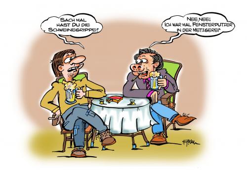 Cartoon: Schweinegrippe? (medium) by cartoonist_egon tagged grippe,schwein,metztger