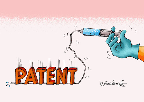 Cartoon: No patent for Covid 19 vaccine (medium) by halisdokgoz tagged no,patent,for,covid,19,vaccine