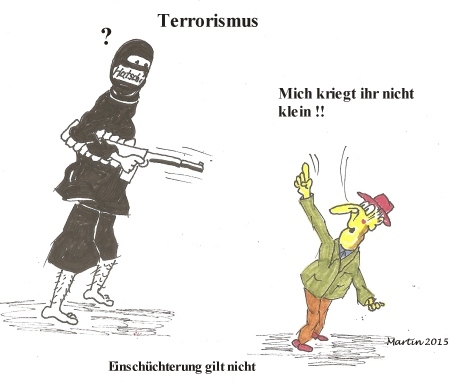 Cartoon: Terrorismus (medium) by quadenulle tagged terror,paris,international,europa,freie,welt,einschüchterung,angst