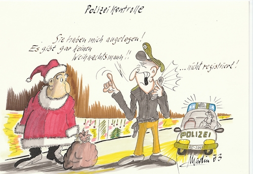 Cartoon: Weihnachten 2020 (medium) by quadenulle tagged corona,weihnachten,spass,polizei,kontrolle