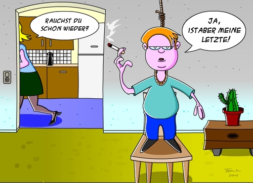 Cartoon: Der Raucher - The smoker (medium) by Tricomix tagged non,smoker,racher,nikotin,zigarrette,cigarette