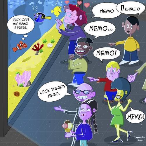 Cartoon: finding nemo (medium) by Tricomix tagged zoo,children,peter,movie,pixar,nemo,fish,name