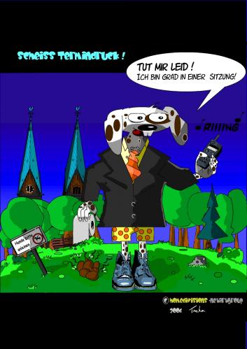 Cartoon: Scheiss Termindruck (medium) by Tricomix tagged wirtschaft,termindruck,handy,erreichbarkeit,workoholic,sitzung,meeting