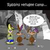Cartoon: Rabbits refugee camp (small) by Tricomix tagged easter,chocolate,bunny,refugee,asylum,help,injured,victims,of,accommodation