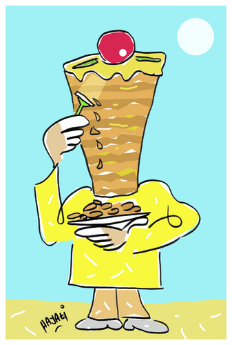 Cartoon: Döner Kebap (medium) by Hayati tagged döner,kebap,fastfood,sonne,rasur,rasieren,tras,hayati,boyacioglu,berlin,döner,kebap,fast food,fast,food