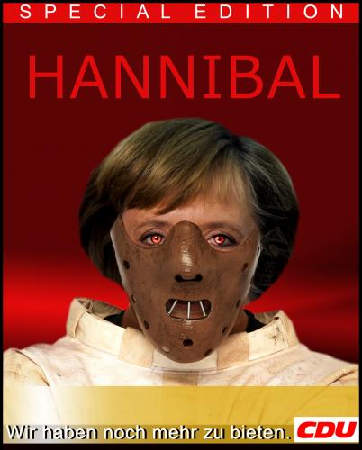 Cartoon: Hannibal Lecter (medium) by Hayati tagged hannibal,lecter,angela,merkel,cdu,wahl,hayati,boyacioglu,berlin,anthony,hopkins,türkce,türkisch