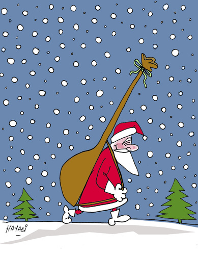 Cartoon: Weihnachtsmann (medium) by Hayati tagged weihnachtsmann,langhalslaute,saz,noel,fest,baba,hayati,boyacioglu,berlin,2012,weihnachtsmann,langhalslaute,saz,noel,fest,baba,hayati,boyacioglu,berlin,2012