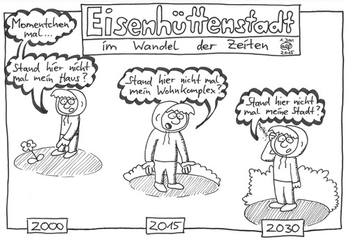 Cartoon: Eisenhüttenstadt (medium) by weltalf tagged planstadt,stadtflucht,demographie,eisenhüttenstadt,stadtumbau