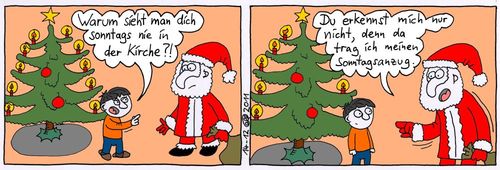 Cartoon: Weihnachtsmann Version 5 (medium) by weltalf tagged weihnachten,weihnacht,weihnachtsmann,weihnachtsbaum,kirche,sonntag,sonntagsanzug,arbeitsbekleidung