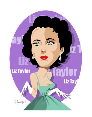 Cartoon: GOOD BYE LIZ TAYLOR (medium) by donquichotte tagged liz