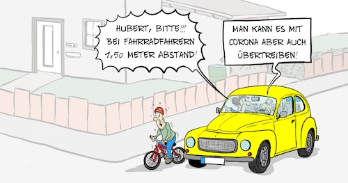 Cartoon: 20201212-Abstand (medium) by Marcus Gottfried tagged abstand,sozial,distancing,corona,covid,auto,fahrrad,unfall,verkehr,abstand,sozial,distancing,corona,covid,auto,fahrrad,unfall,verkehr