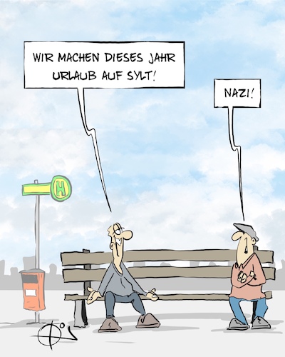 Cartoon: 20240524-Sylt (medium) by Marcus Gottfried tagged sylt,pony,nazi,lied,lamour,toujours,sylt,pony,nazi,lied,lamour,toujours