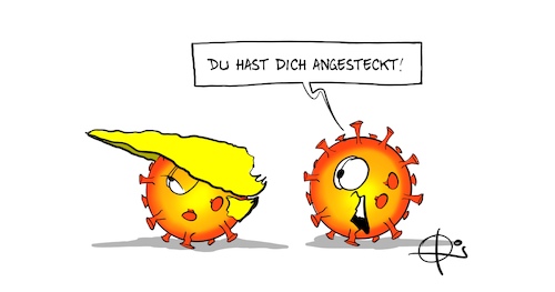 Cartoon: Angesteckt (medium) by Marcus Gottfried tagged trump,corona,covid,quarantäne,isolation,infektion,trump,corona,covid,quarantäne,isolation,infektion