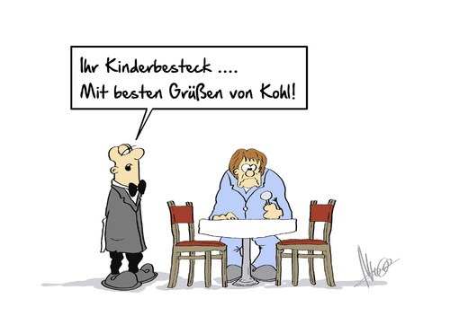 Cartoon: Kinderbesteck (medium) by Marcus Gottfried tagged kohl,memoiren,buch,rückblick,bewertung,kollegen,nachtreten,bundeskanzler,cdu,mitglieder,kabinett,parlament,mitarbeiter,kinderbesteck,messer,gabel,essen,fähigkeit,merkel,grüße,helmut,birne,tonbandaufnahmen,heribert,schwan,altkanzler,abschrift,veröffentlichung,kohl,memoiren,buch,rückblick,bewertung,kollegen,nachtreten,bundeskanzler,cdu,mitglieder,kabinett,parlament,mitarbeiter,kinderbesteck,messer,gabel,essen,fähigkeit,merkel,grüße,helmut,birne,tonbandaufnahmen,heribert,schwan,altkanzler,abschrift,veröffentlichung