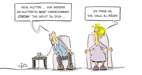 Cartoon: Muttertag (medium) by Marcus Gottfried tagged corona,muttertag,lockerung,abstand,corona,muttertag,lockerung,abstand