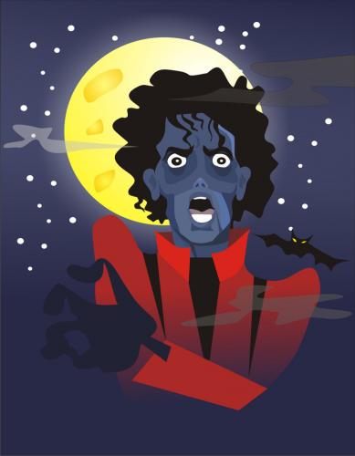 Cartoon: Thriller - Michael Jackson (medium) by Nicoleta Ionescu tagged michael,jackson,thriller,moon,dark,scarry