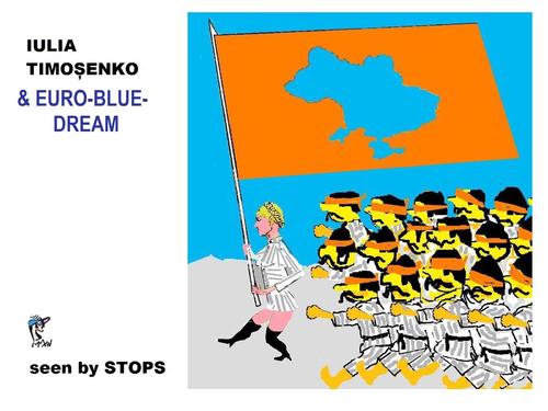 Cartoon: BLUE EURO DREAM (medium) by STOPS tagged rising,ue,eu,timoshenko,iulia