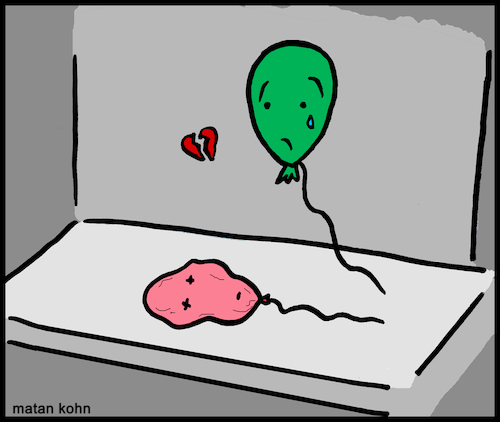 Cartoon: Love is dead (medium) by matan_kohn tagged love,ballon,sad,balloon,broken,heart