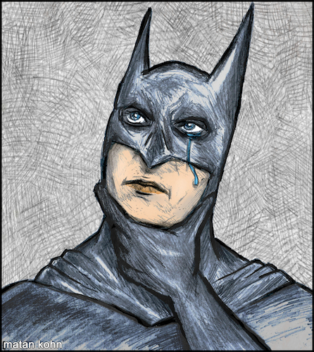 Cartoon: The thinking Bat (medium) by matan_kohn tagged batman,superman,batmanvsuperman,pencil,pencilart,art,drawing,paining,illustraion,illustrator,comics,comic,digitalart,fanart,marvel,dccomics,comicbook,sad,tear,remember,memories,childhoodmemories,pencildrawing