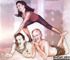 Cartoon: Demi moore vs. ashton kutcher an (small) by matan_kohn tagged demi,moore,ashton,kutcher,bruce,willis,fight,funny,caricature,matan,kohn,water,amusing,realistic,laughing,toilets,hummer