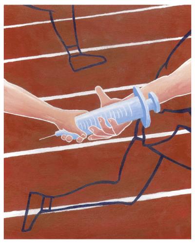 Cartoon: Doping (medium) by Davor tagged doping,injection,blood,running,relay,spritze,staffel,lauf