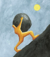 Cartoon: Sisyphus 1 (small) by Davor tagged sisyphos,anstrengung,philosophy,rock,hill,mountain,up,effort