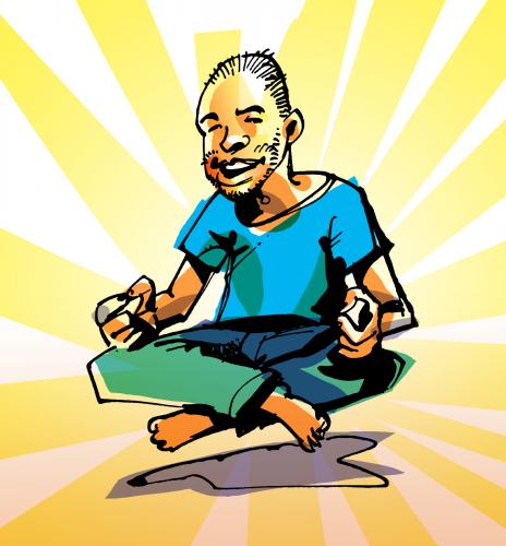 Cartoon: Powermeditation (medium) by Atzenhofer tagged meditation,yoga,strahlend,energie,wellness