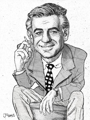 Cartoon: Leonard Bernstein (medium) by frostyhut tagged bernstein,leonardbernstein,conductor,american,composer,jewish,westsidestory,bernsteinmass