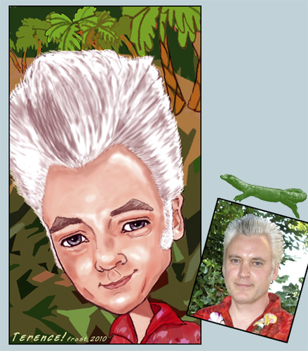 Cartoon: Terence (medium) by frostyhut tagged tropical,hair,quiff,rockabilly,tiki,caricature,male