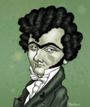 Cartoon: Ferdinand Ries in Love (small) by frostyhut tagged ries,composer,classical,hearts,music,eyebrows,ferdinand,curly,monobrow,green,cravat,german