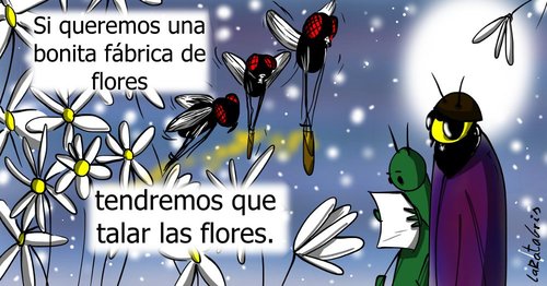 Cartoon: Flores artificiales (medium) by LaRataGris tagged naturaleza,sintetico
