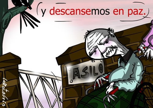 Cartoon: Matar la vida (medium) by LaRataGris tagged anyo,asilo,vejez