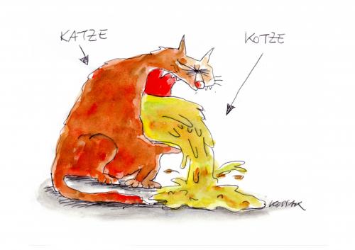 Cartoon: Katze-Kotze (medium) by Kossak tagged katze,kotze,wortspiel,cat,puke,tier,tiere,katze,katzen,wortspiel,übergeben,kotzen