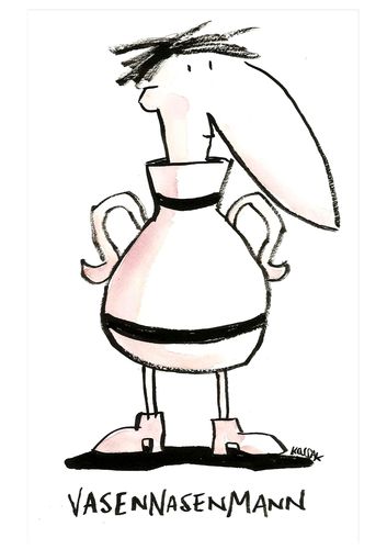Cartoon: Vasennasenmann (medium) by Kossak tagged mann,man,nase,nose,vase,blumenvase,mann,nase,vase,blumenvase,blumen,pflanze