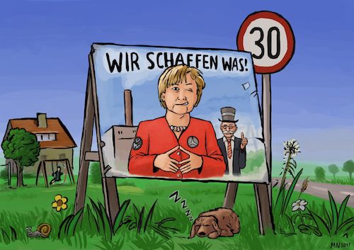 Cartoon: Parteien zur Bundestagswahl 2017 (medium) by flintstone73 tagged cdu,merkel,wahl,2017,schaffen,autolobby
