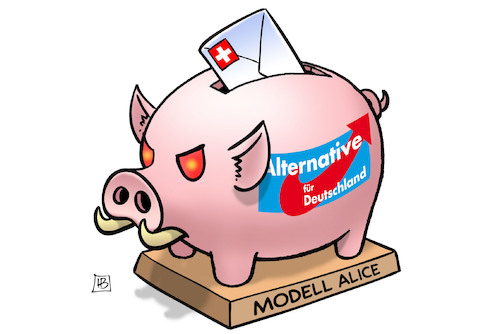 Cartoon: AfD-Spenden (medium) by Harm Bengen tagged afd,spenden,wahlkampf,betrug,modell,alice,weidel,sparschwein,wildschwein,harm,bengen,cartoon,karikatur,afd,spenden,wahlkampf,betrug,modell,alice,weidel,sparschwein,wildschwein,harm,bengen,cartoon,karikatur