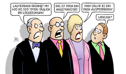 Cartoon: Angstminister (medium) by Harm Bengen tagged lauterbach,gesundheitsminister,tote,lockerungen,angstminister,ausprobieren,corona,harm,bengen,cartoon,karikatur,lauterbach,gesundheitsminister,tote,lockerungen,angstminister,ausprobieren,corona,harm,bengen,cartoon,karikatur