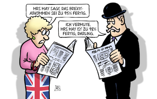 Cartoon: Brexit fertig (medium) by Harm Bengen tagged may,brexit,abkommen,95,prozent,fertig,austritt,europa,uk,gb,harm,bengen,cartoon,karikatur,may,brexit,abkommen,95,prozent,fertig,austritt,europa,uk,gb,harm,bengen,cartoon,karikatur