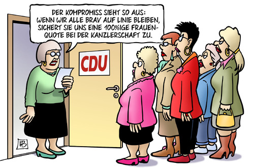 Cartoon: CDU-Frauen (medium) by Harm Bengen tagged cdu,frauen,frauenquote,bundestag,fraktion,kompromiss,flexiquote,gleichberechtigung,merkel,leyen,schröder,harm,bengen,cartoon,karikatur,cdu,frauen,frauenquote,bundestag,fraktion,kompromiss,flexiquote,gleichberechtigung,merkel,leyen,schröder,harm,bengen,cartoon,karikatur