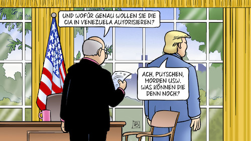 Cartoon: CIA in Venezuela (medium) by Harm Bengen tagged cia,venezuela,autorisieren,putschen,morden,usa,trump,oval,office,maduro,harm,bengen,cartoon,karikatur,cia,venezuela,autorisieren,putschen,morden,usa,trump,oval,office,maduro,harm,bengen,cartoon,karikatur