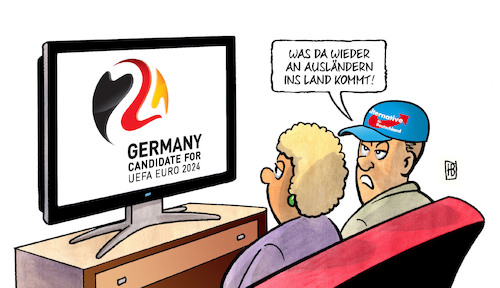 Cartoon: EM-2024 (medium) by Harm Bengen tagged europameisterschaft,em,fussball,ausländernfeindlichkeit,rechtsextremismus,afd,deutschland,türkei,harm,bengen,cartoon,karikatur,europameisterschaft,em,fussball,ausländernfeindlichkeit,rechtsextremismus,afd,deutschland,türkei,harm,bengen,cartoon,karikatur